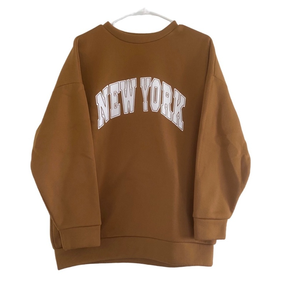 Brown New York Drop Shoulder Sweater Crewneck